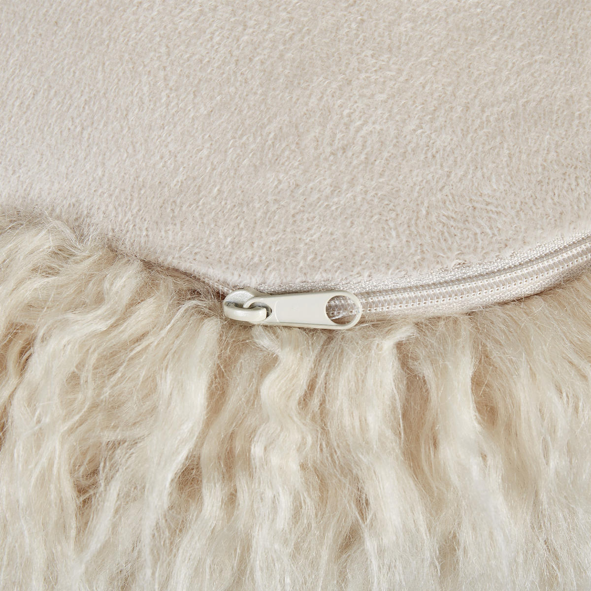 POUF Webpelz Hellbeige Tukki - Beige, Metall (70/45/70cm) - Beliani