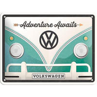 BLECHSCHILD 15/20 cm Volkswagen VW Bulli Adventure Awaits - Multicolor, Metall (20/15/0.5cm) - Nostalgic-Art