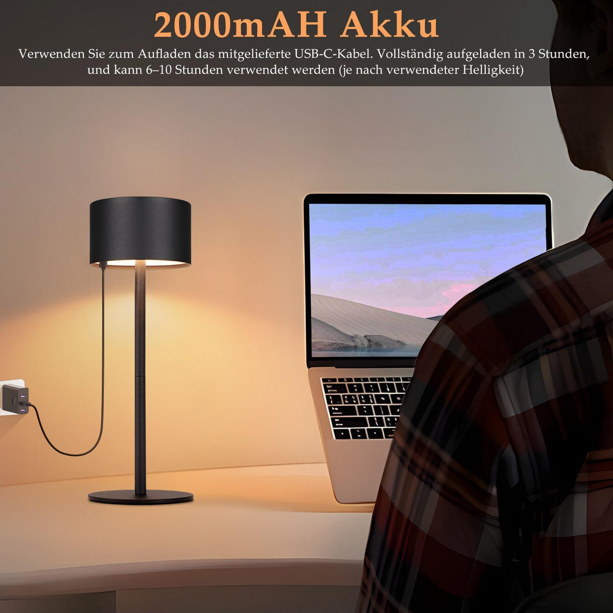TISCHLAMPE Gischtali 9/9/25 cm - Schwarz, Kunststoff/Metall (9/9/25cm) - ZMH