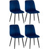 STUHL 4er Set Samt Blau - Blau/Schwarz, Textil/Metall (45/88/53cm) - CLP