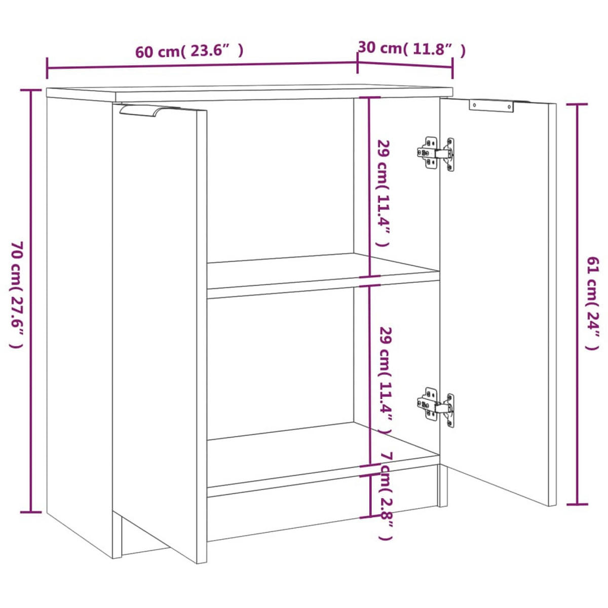 SIDEBOARD Chambers 60/30/70 cm - Grau, Holzwerkstoff (60/70/30cm) - Nettlife