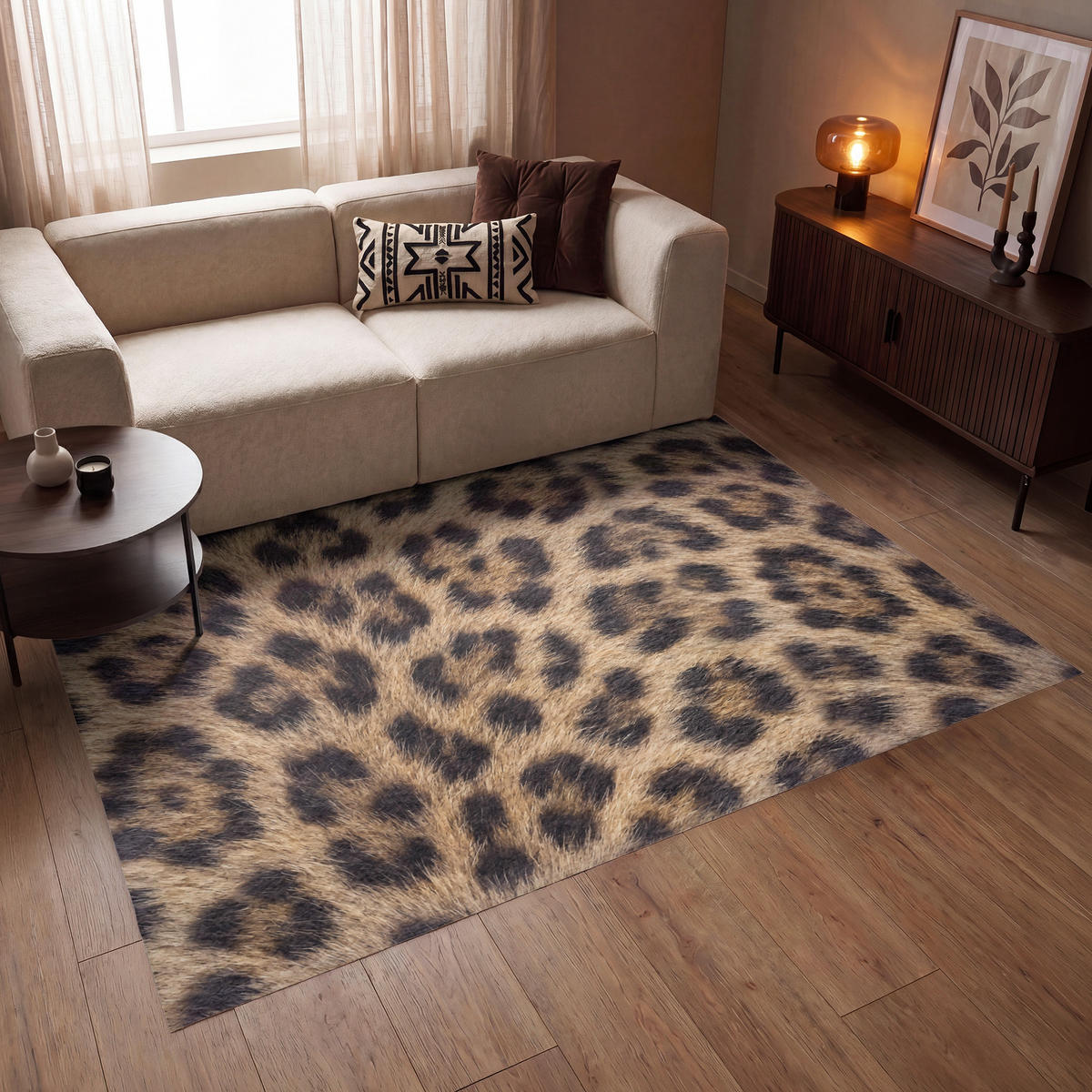 KOBERCE - Leopard - Kabát - Klasický - Hnedý - 200x140 cm - hnedá, textil/plast (200/0.4cm) - OnlyWow