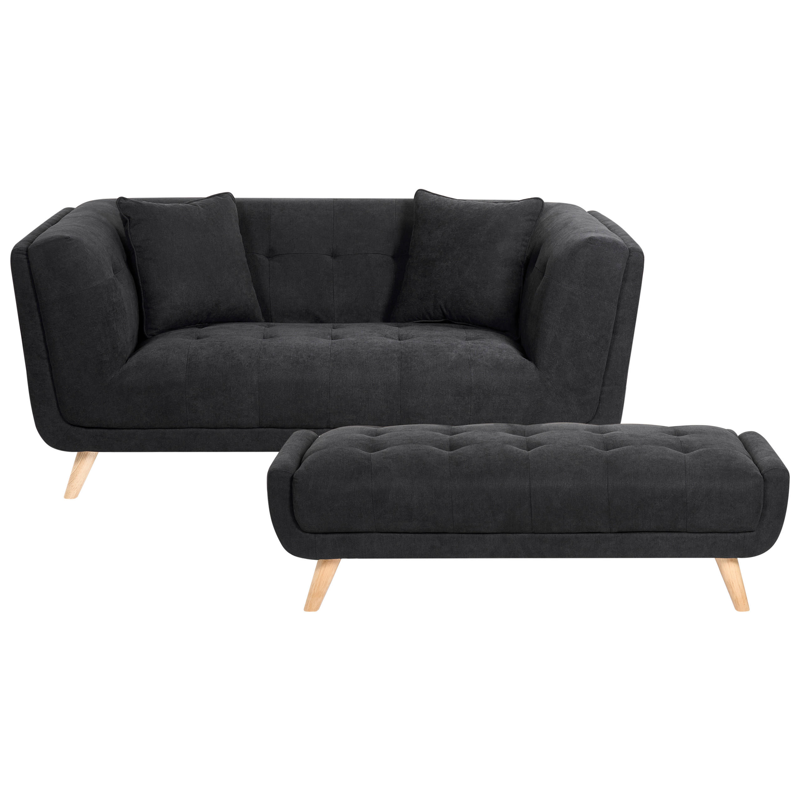 2-SITZER-SOFA Stoff Schwarz Habo - Hellbraun, Textil (176/78/72cm) - Beliani