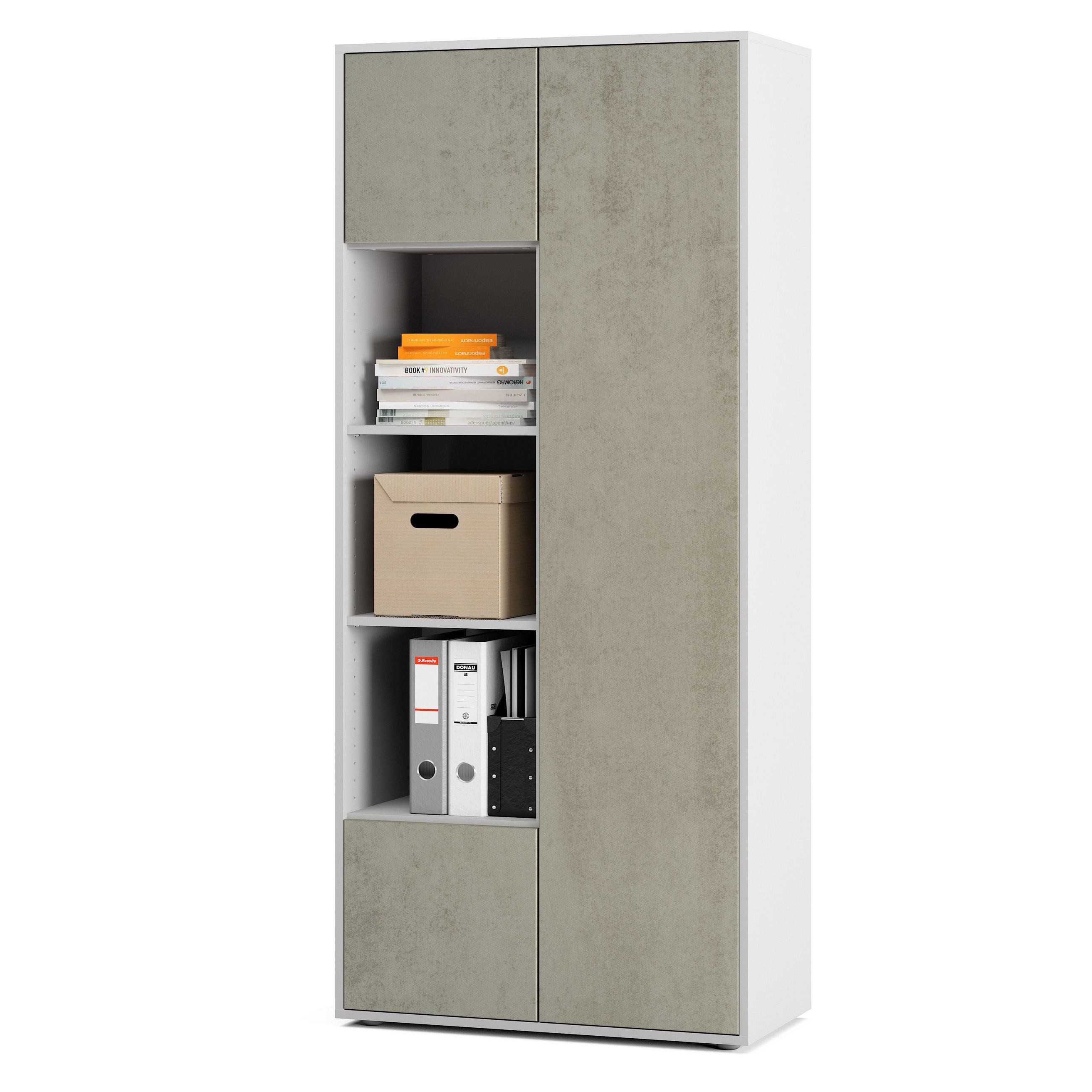 AKTENSCHRANK Amira T30 Beton Oxid 180/80/40 cm - Hellgrau, Holzwerkstoff (80/180/40cm) - SIMPLYFURN