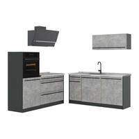 KUCHYŇSKÝ KOUT R-Line, Beton/Antracit, 160 cm pracovná doska Mramor - šedá/antracitová, kompozitní dřevo (160/143/60cm) - Vicco