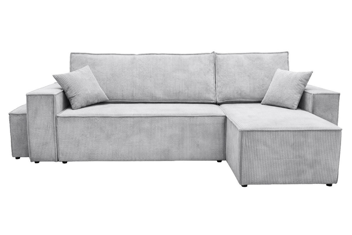 ECKSOFA Mit Schlaffunktion Und Pouf, Cordstoff Poso, Hellgrau, Rechts, Best L Mit Pouf - Hellgrau, Holz (244/145cm) - Kaiser Möbel