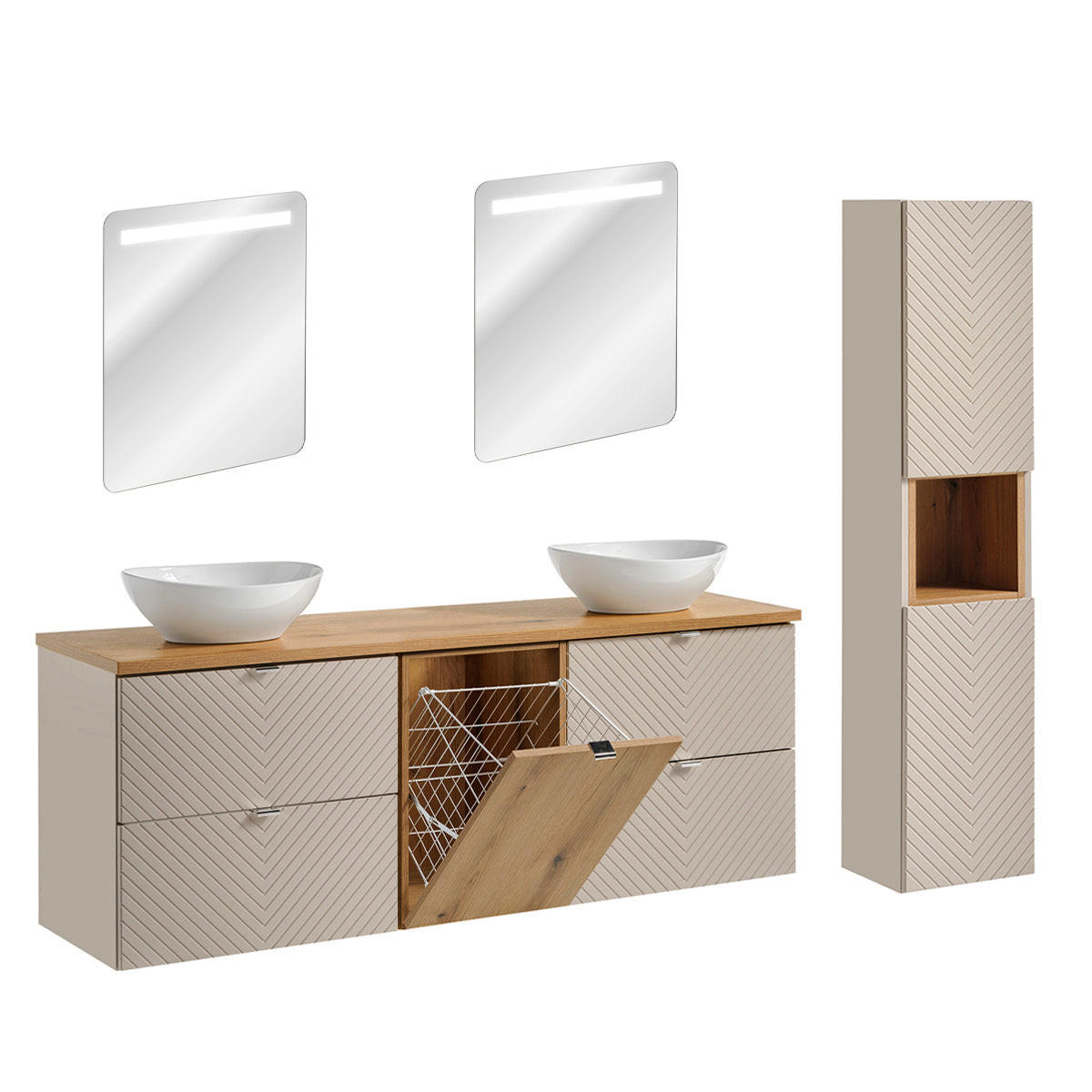 KOUPELNOVÝ NÁBYTEK 160.4cm Manoa 2er-Set Kašmír - béžová, kompozitní dřevo (160.4/59/40cm) - Petits-meubles