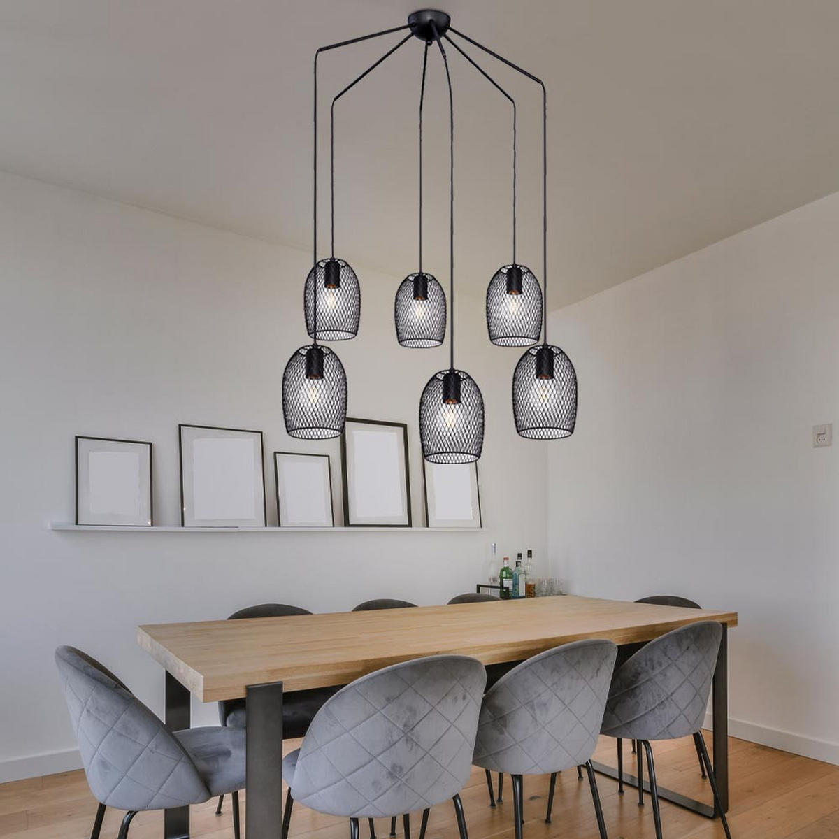 HÄNGELEUCHTE Metall Gitter Schwarz - Schwarz, Metall (75/75/150cm) - Globo Lighting