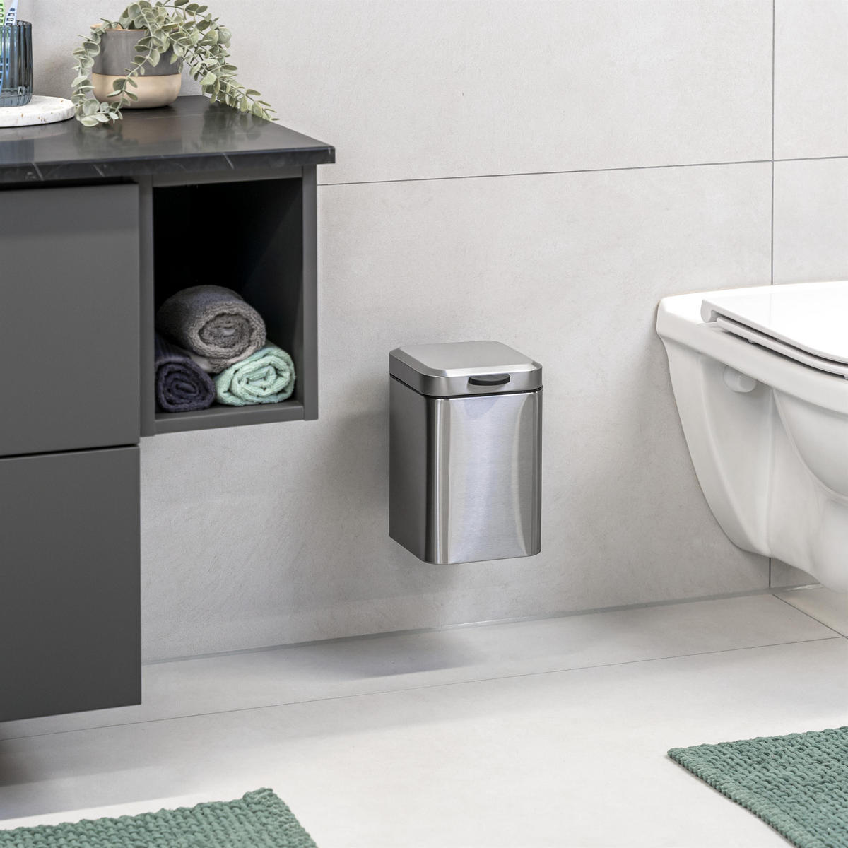 WAND-KOSMETIKEIMER 3 Liter, silber, Edelstahl - Edelstahlfarben, Metall (16/24/23cm) - bremermann