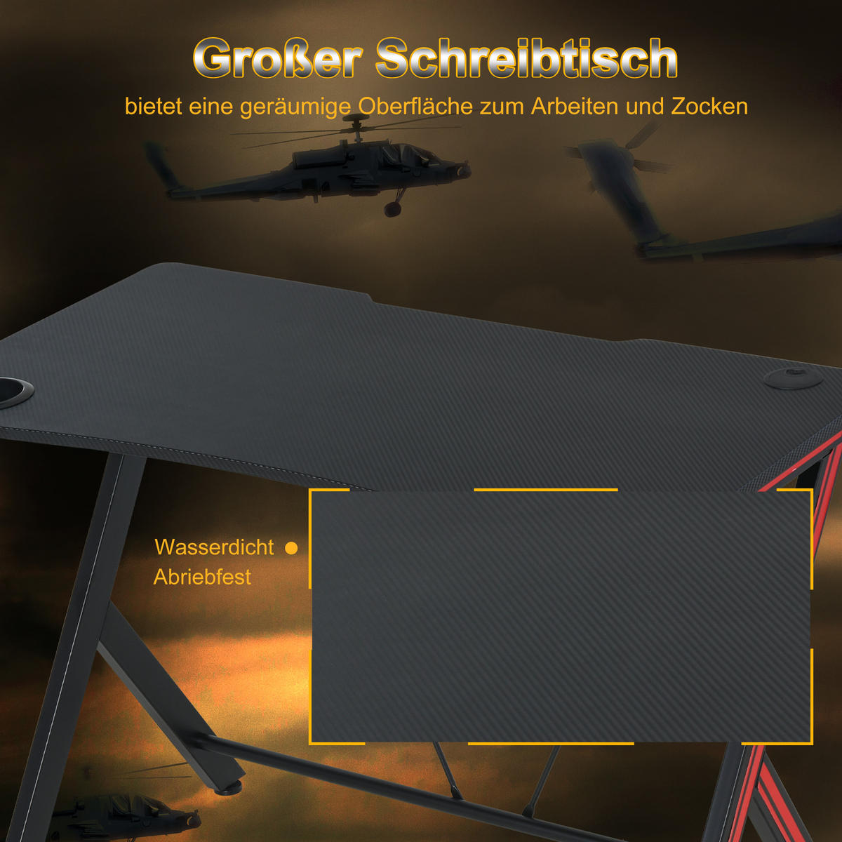 GAMING-TISCH, MDF, Stahl, Schwarz - Schwarz, Kunststoff (105/55/75cm) - HOMCOM