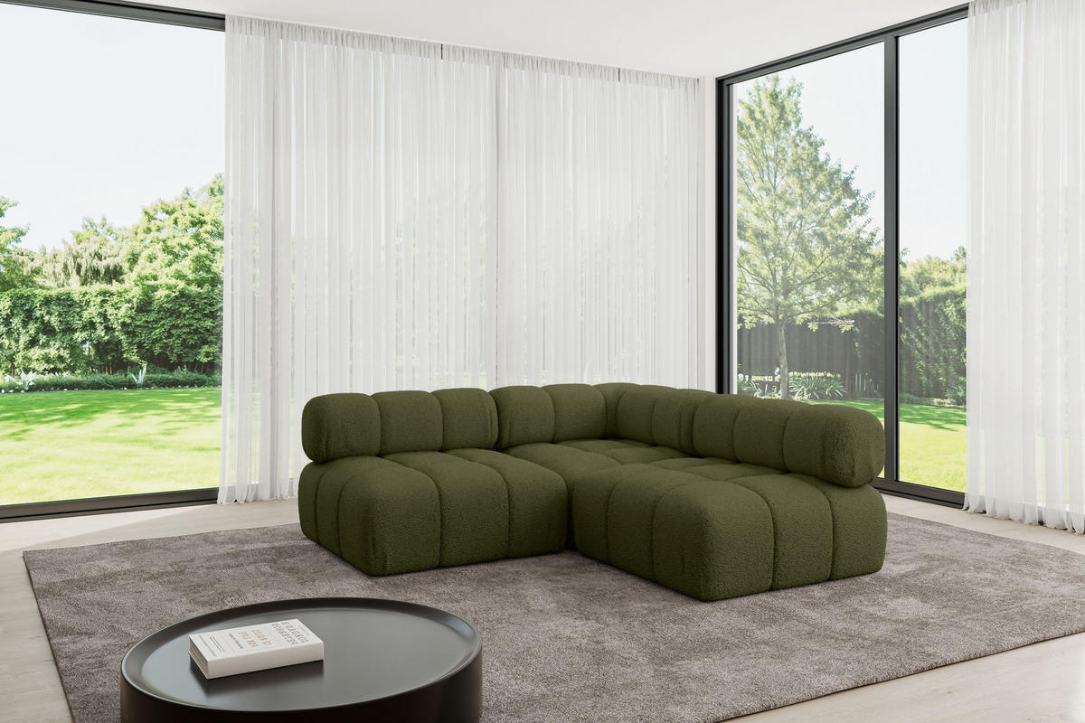 ECKSOFA modulares Sofa Samaro-L1 - 190x190x70 cm Grün Bouclé - Grün, Holzwerkstoff/Textil (190/190cm) - ALTDECOR