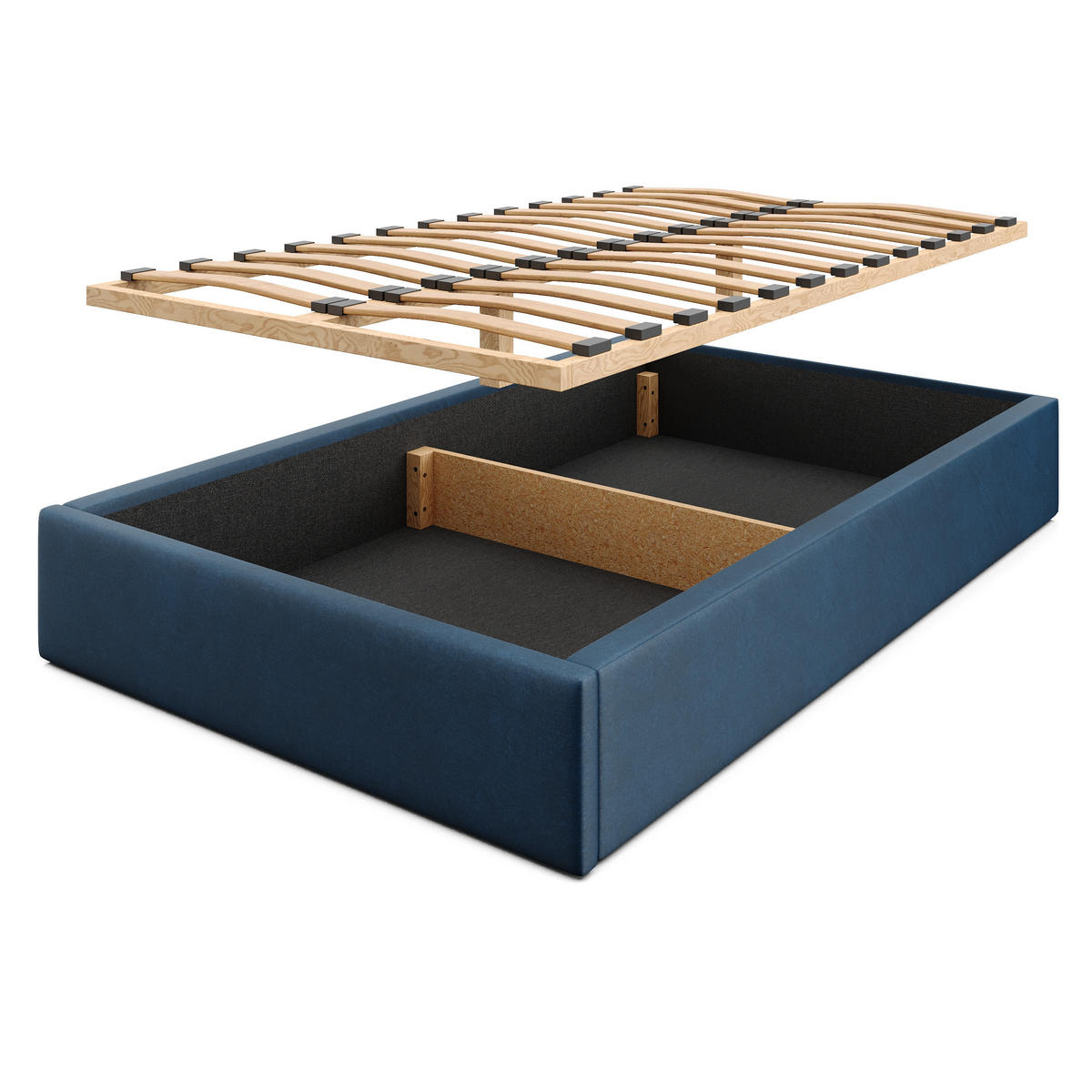 POLSTERBETT 120x200cm Bett mit Stauraum Lattenrost Dunkelblau - Dunkelblau, Holz/Holzwerkstoff (120/200cm) - Muralo