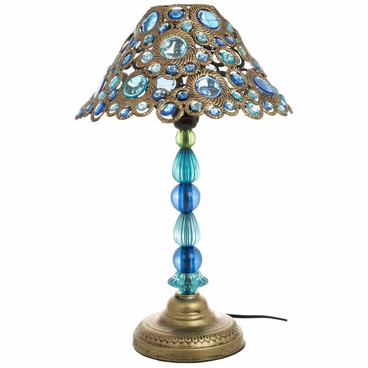 LAMPE aus Metall und Glas, blau, 30x48cm - Blau, Metall (30/30/47cm) - Wanderlust