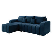 ECKSOFA Pufetto - Blau/Silberfarben, Holz/Textil (244/147cm) - MIRJAN24