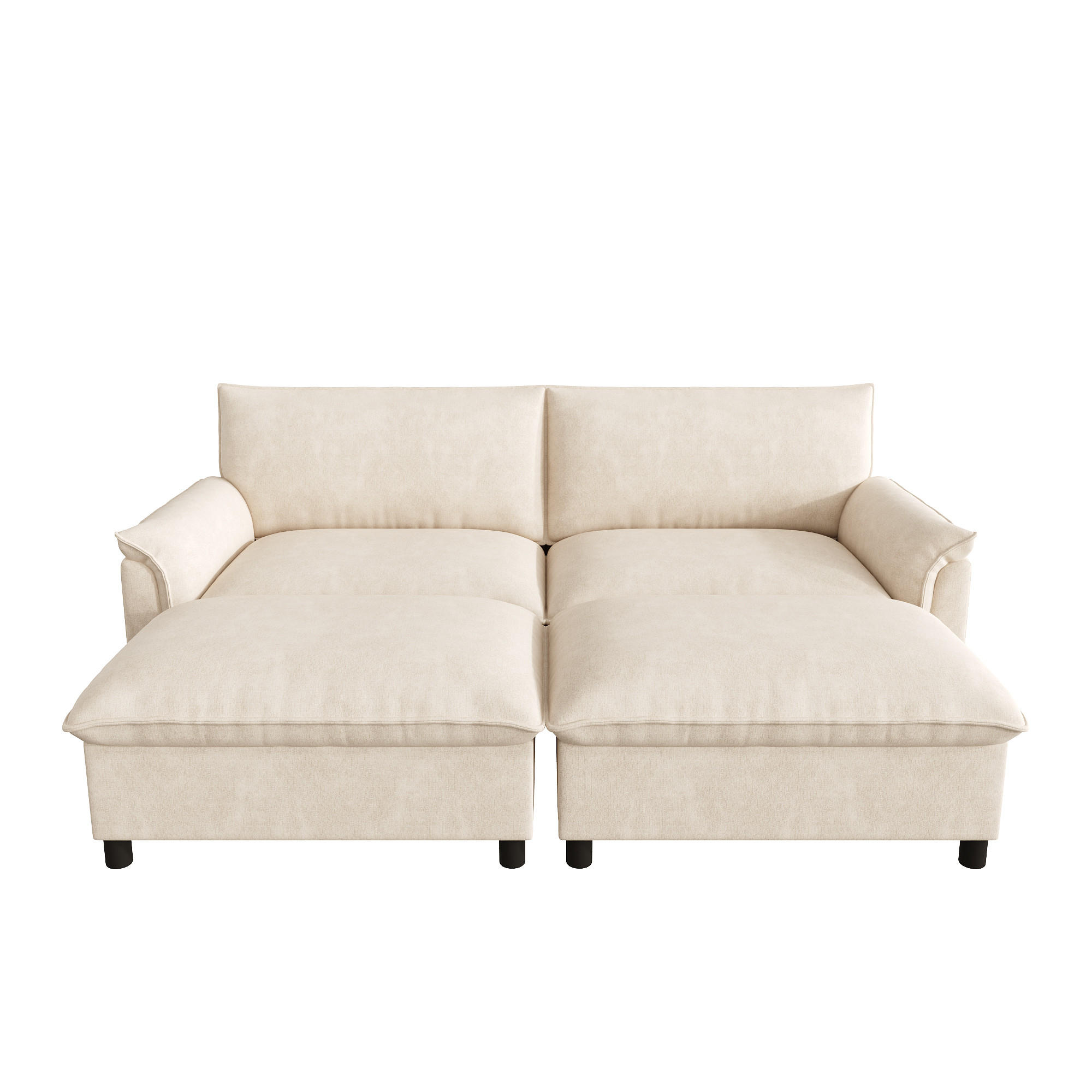 WOHNLANDSCHAFT mit 2 Aufbewahrungs-Ottomane 216/142/82 cm Beige - Beige, Textil (77/82/216cm) - Oxeza