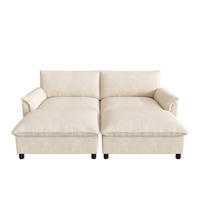 WOHNLANDSCHAFT mit 2 Aufbewahrungs-Ottomane 216/142/82 cm Beige - Beige, Textil (77/82/216cm) - Oxeza