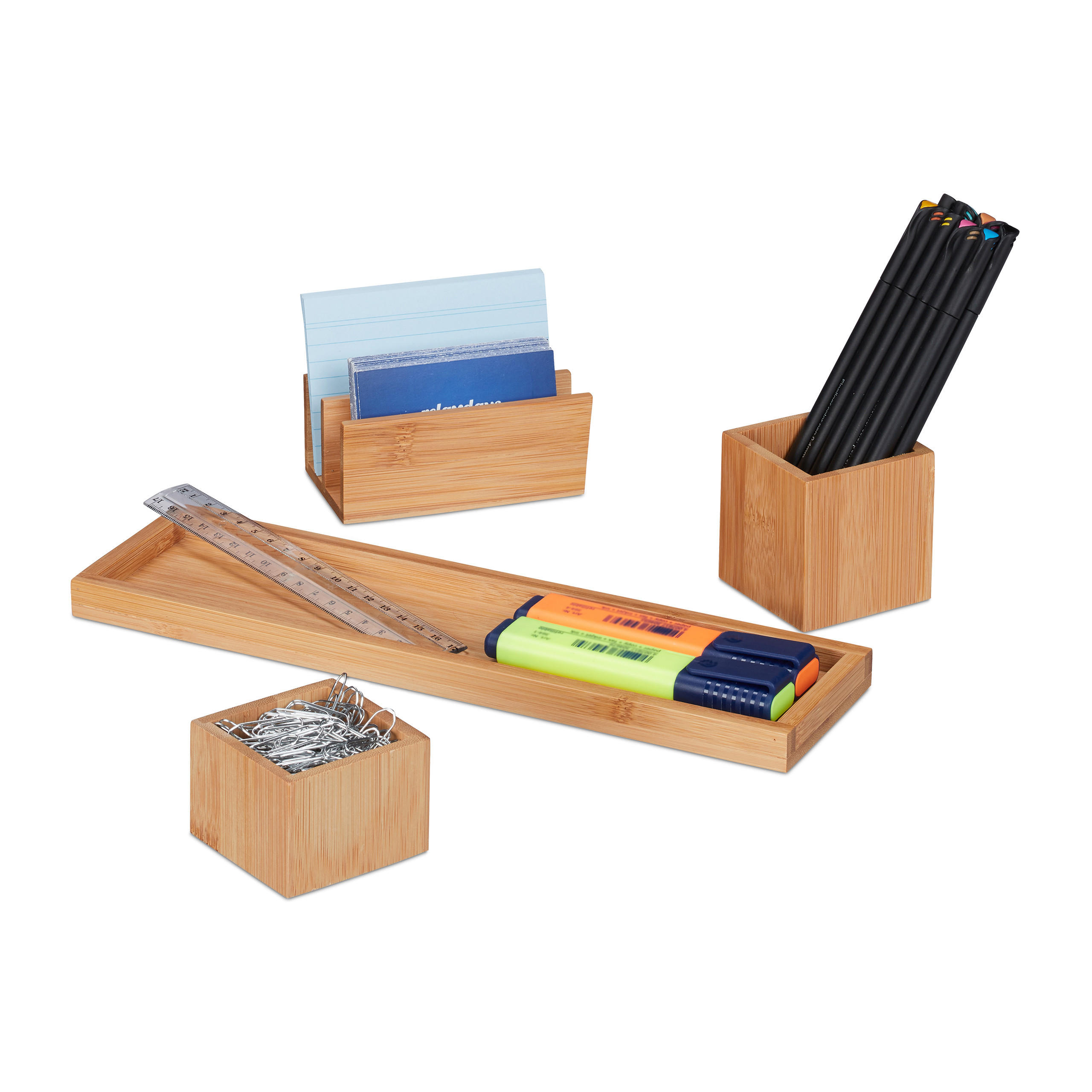 SCHREIBTISCHORGANIZER - Hellbraun, Holz (8.5/30.5/5cm) - Relaxdays