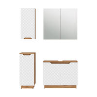 BADMÖBEL-SET Lotta Eiche/Weiß mit Kachelstruktur 4 Teile - Eichefarben/Weiß, Holzwerkstoff (79.6/62.1/32cm) - Vicco