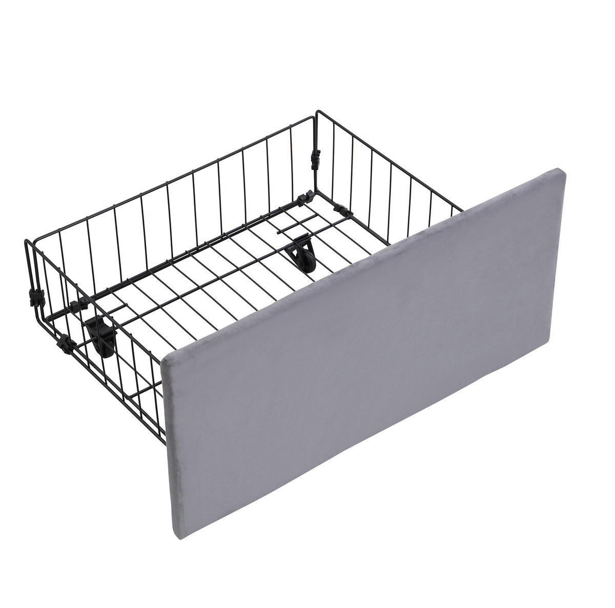 POLSTERBETT mit Bettkasten und 3 Schubladen 140x200 cm Samt Grau - Grau, Metall (140/200cm) - Meubliv