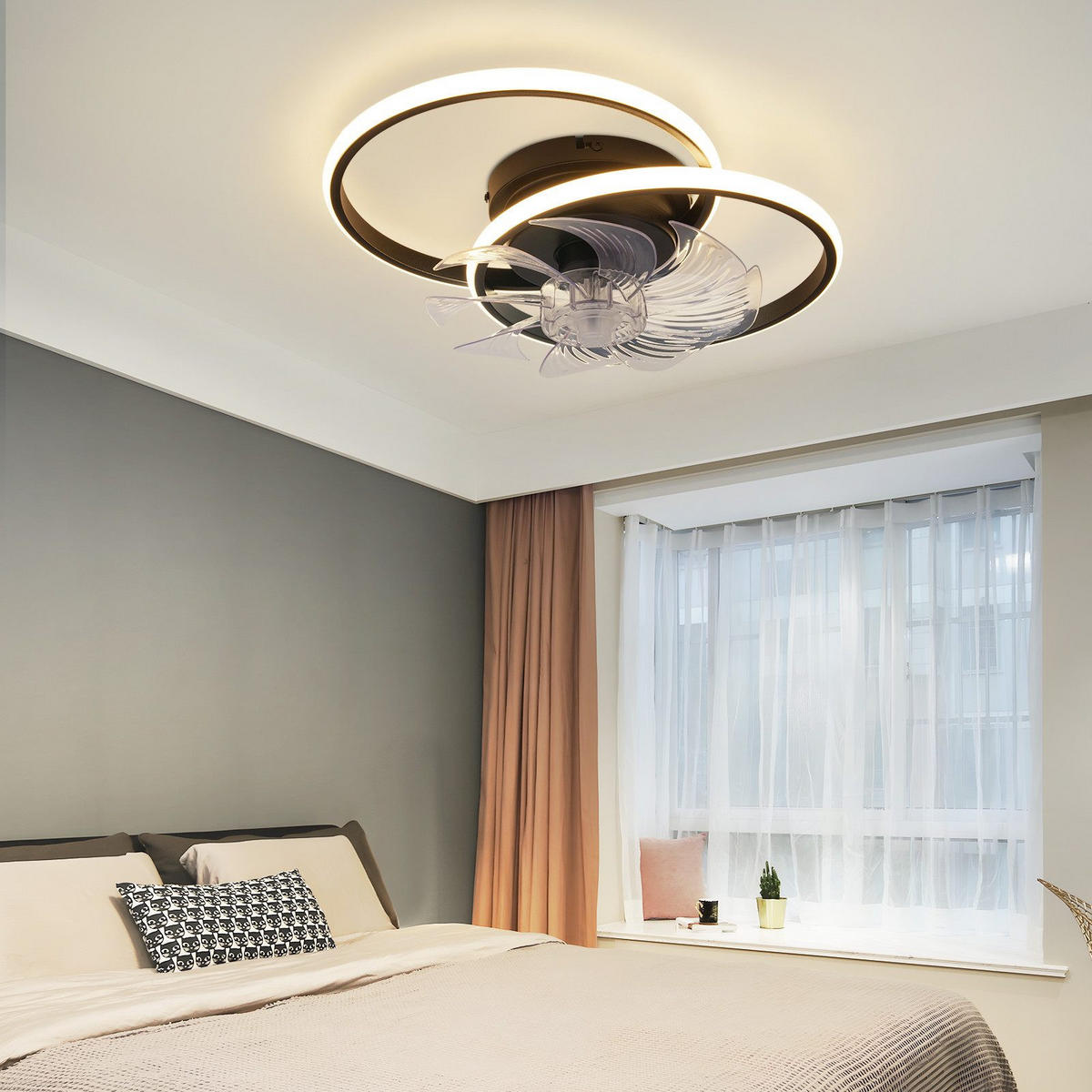 DECKENVENTILATOR Erik II 50/50/17cm - Schwarz, Kunststoff (50/33/17cm) - Nettlife