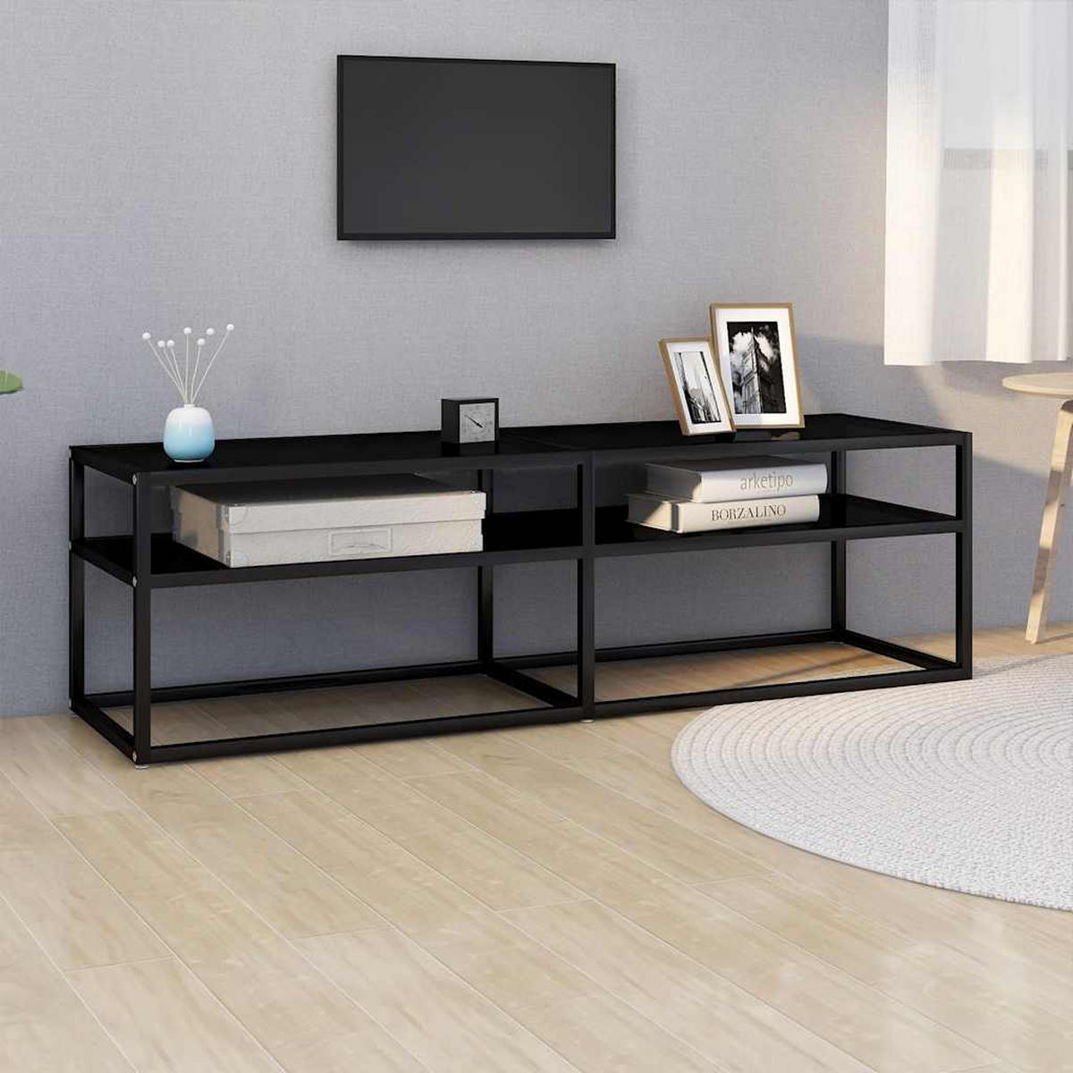 TV-SCHRANK Schwarz 140/40/40,5 Cm Hartglas - Schwarz, Glas (35/50/103.5cm) - vidaXL