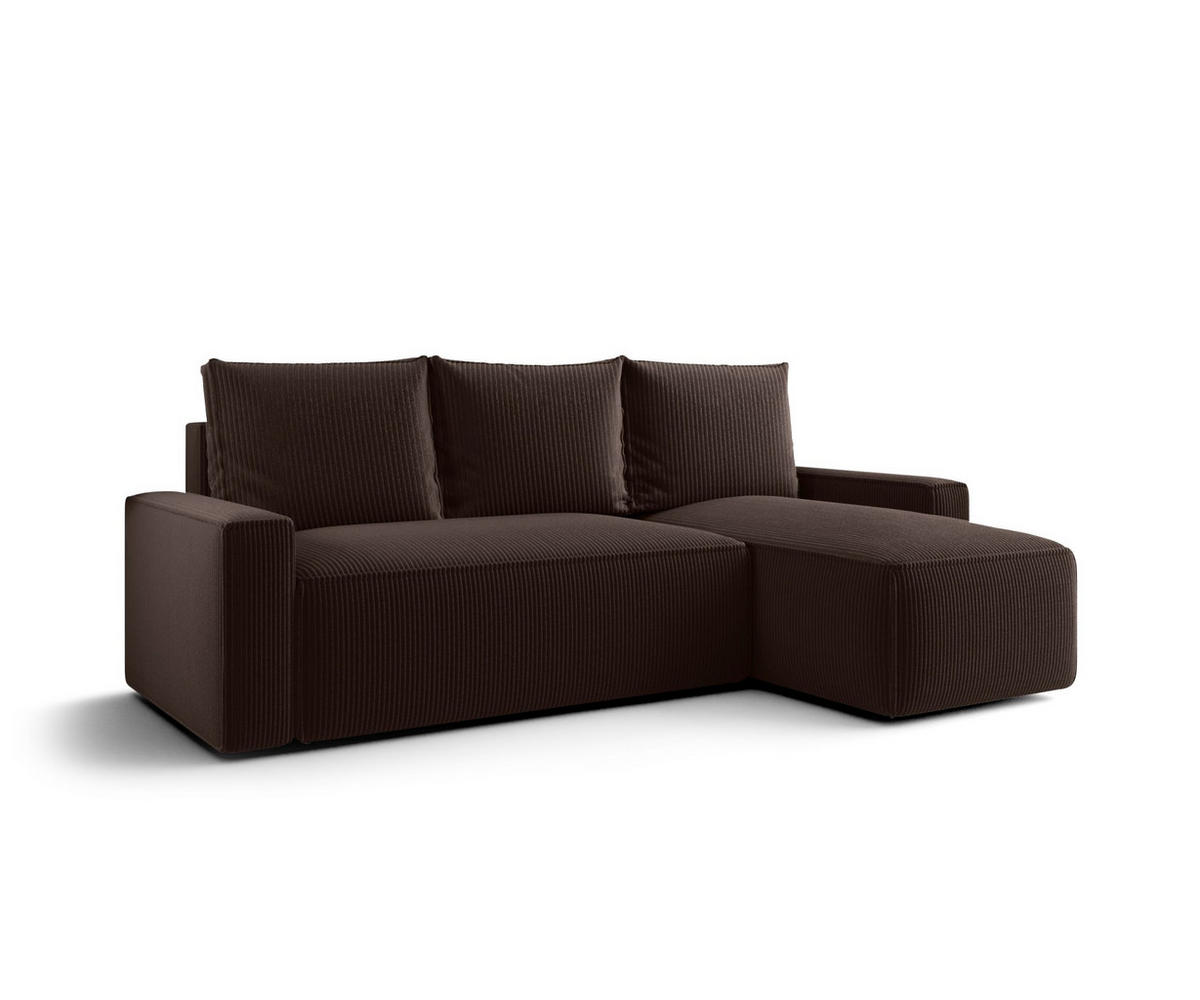 ECKSOFA HAVANA rechts braun Cord Poso 6 - Schlaffunktion, Bettkasten - Braun, Textil (232/139cm) - Cornero