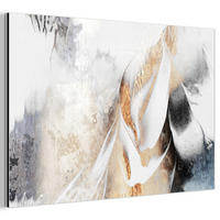 METALLBILD Luxus - Abstrakt - Gold - Weiß 120x80 cm - Goldfarben, Metall (120/80cm) - MuchoWow