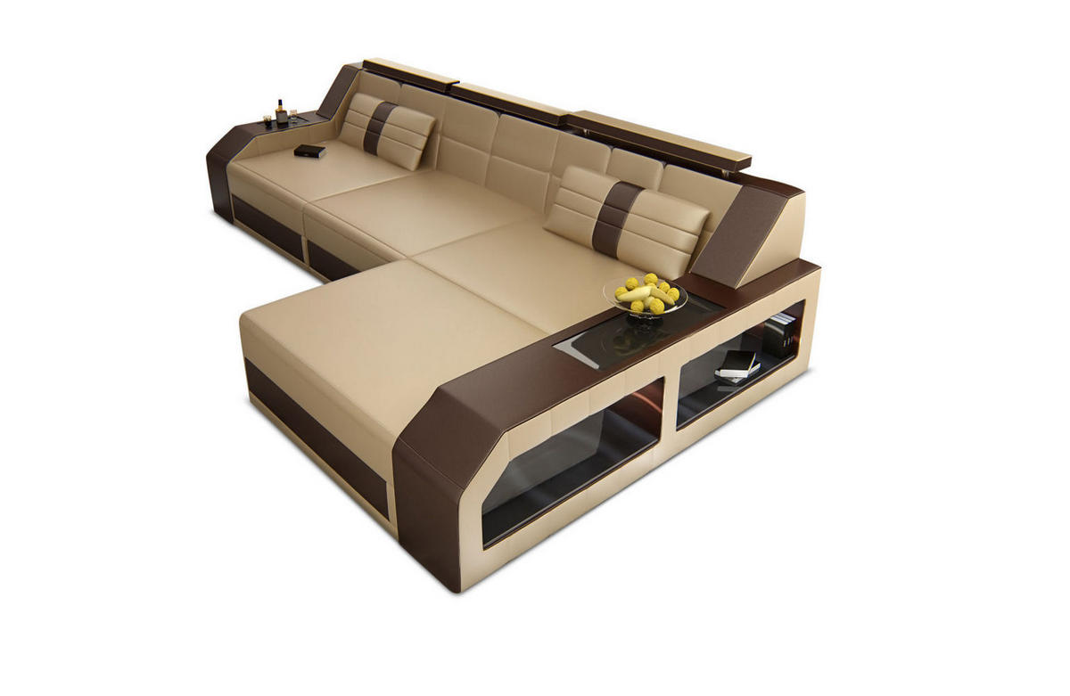ECKSOFA Arezzo L - Beige, Leder (308/194cm) - Sofa Dreams