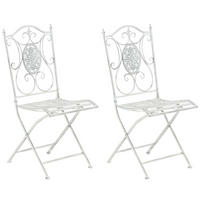 GARTENKLAPPSTUHL 2er Set Metall Antik Weiß - Weiß, Metall (42/91/49cm) - CLP