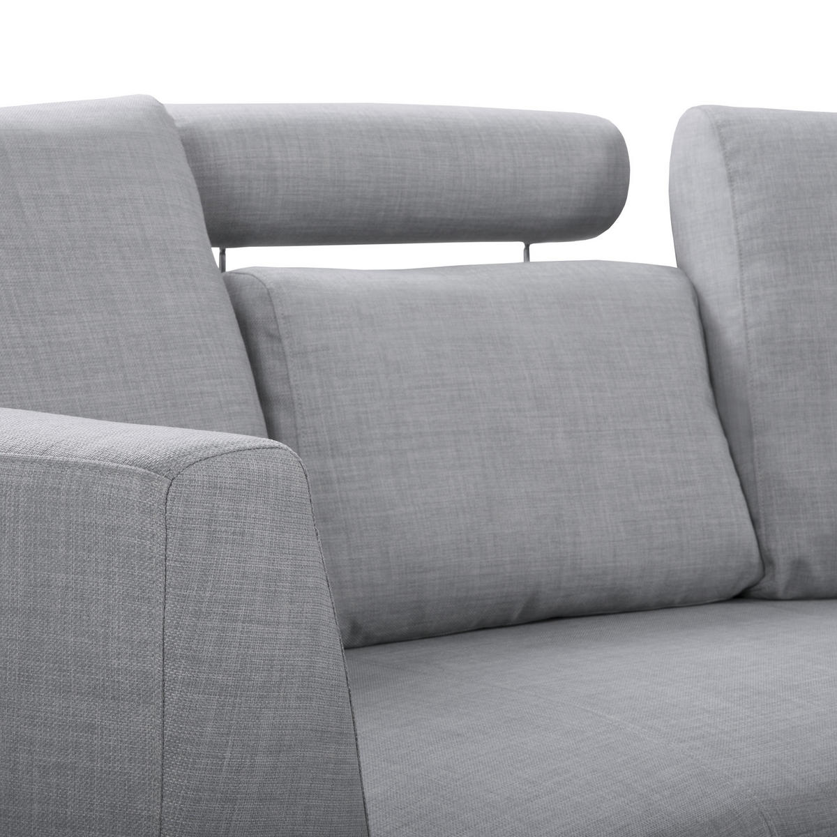 7-SITZER-SOFA mit Ottomane Polyester Grau Rotunde - Grau, Textil (448/76/236cm) - Beliani
