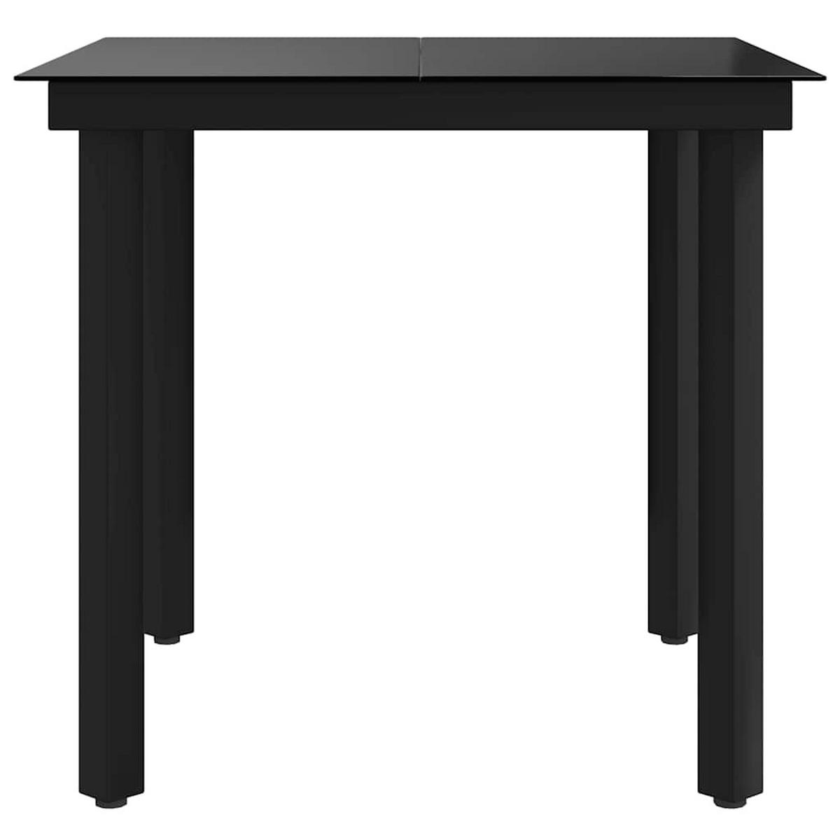 GARTEN-ESSTISCH Schwarz 80/80/74 Cm Stahl Und Glas - Schwarz, Metall (80/80/74cm) - vidaXL