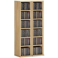 CD-REGAL 2er-Set DE-14526 12 Fächer für 204 CDs Eiche - Eichefarben, Holzwerkstoff (22.5/88.5/21cm) - ComfortXL