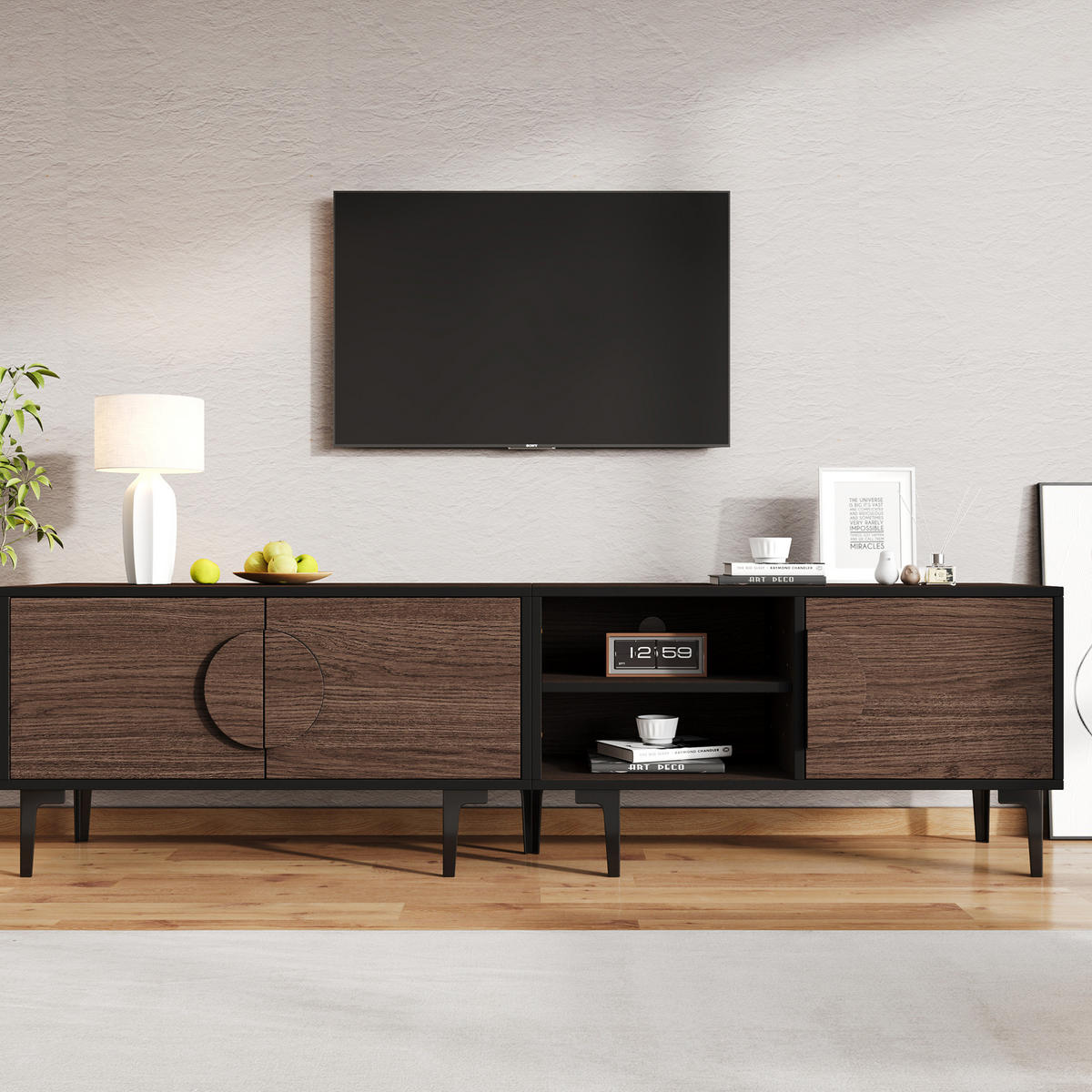 TV-ELEMENT mit 3 Türen 180 x 35 x 49 cm Dark Oak - Braun, Holzwerkstoff (35/49/180cm) - Beauniv