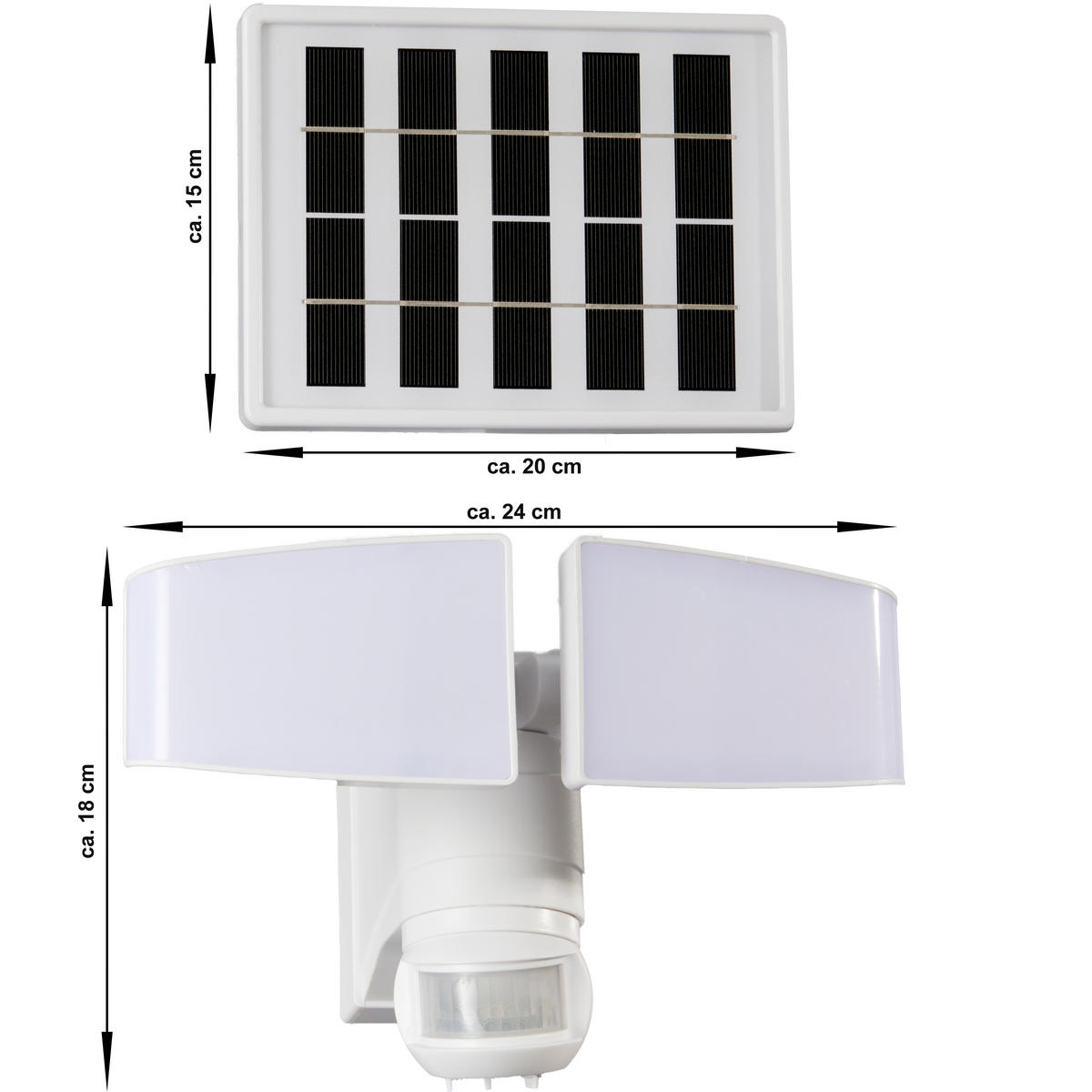 LED-SOLAR-STRAHLER - mit Bewegungsmelder und schwenkbaren Köpfen für Innen und Außen, 2er-Set - Weiß, Kunststoff (15.5/24/18.2cm) - Northpoint