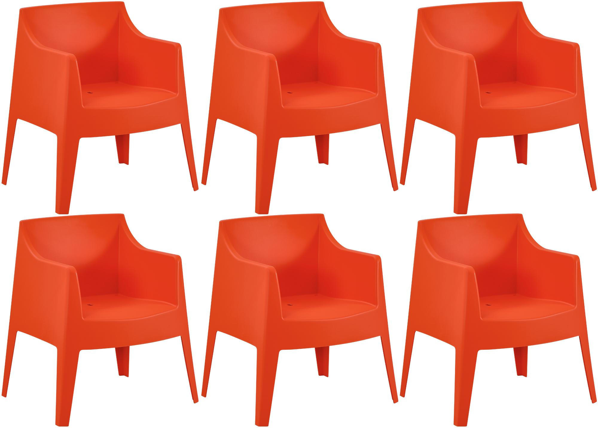 GARTENSTUHL Henri 6er Set 73x57x78cm Kunststoff Orange Stapelstuhl - Orange, Kunststoff (73/78/57cm) - DELUKE