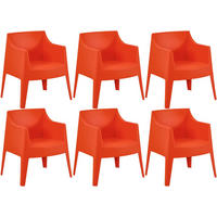 GARTENSTUHL Henri 6er Set 73x57x78cm Kunststoff Orange Stapelstuhl - Orange, Kunststoff (73/78/57cm) - DELUKE