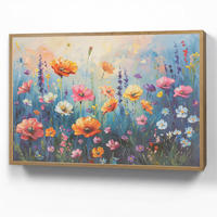NÁSTĚNNÁ LAMPA S AKUMULÁTOREM Květiny - Příroda - Akvarel - Umění 90x60 cm - různobarevná, kompozitní dřevo (90/60/8cm) - OnlyWow