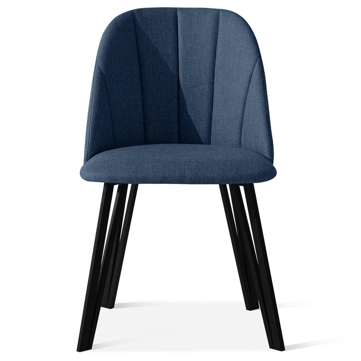 POLSTERSTUHL SPENO Esszimmerstühle 2er Set - Schwarz/Dunkelblau, Holz/Textil (52/85/58cm) - KONSIMO®