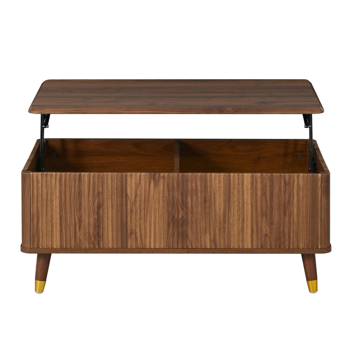 COUCHTISCH 97/52/56,5 cm mit höhenverstellbarer Tischplatte, Stauraum und Wellenstruktur, Nussbaum - Walnussfarben, Holzwerkstoff (97/52/56.5cm) - Redom