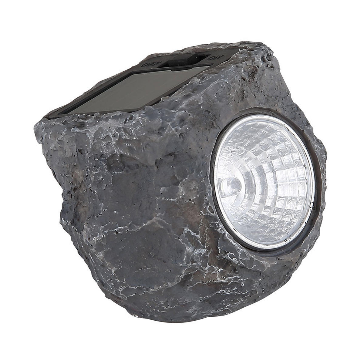 LED SOLARLEUCHTE Stein Grau - Schwarz, Glas (17/17/25cm) - Globo Lighting