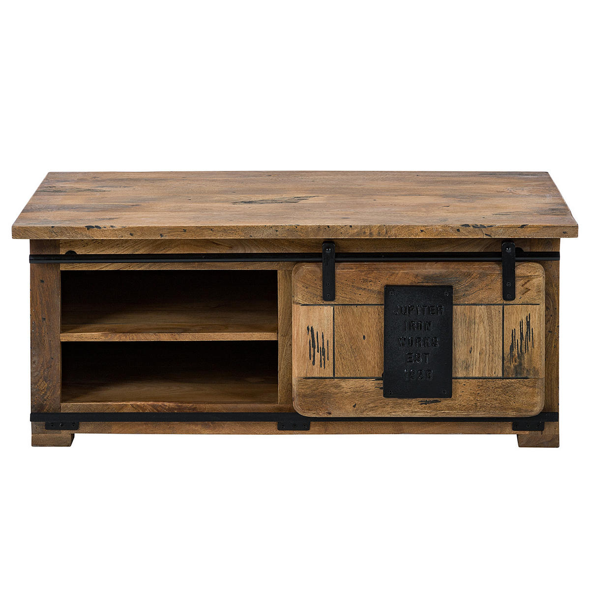 COUCHTISCH - Mango massiv / Eisen - Mango / Schwarz - Braun, Holz/Metall (110/70/45cm) - home24