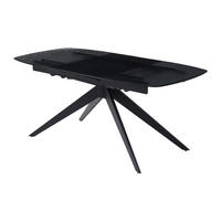 ESSTISCH ausziehbar - 6 bis 10 Personen - Ornamentsicherheitsglas & Metall - Schwarz - LEGRIO - Schwarz, Glas (90/240/76cm) - Vente-Unique