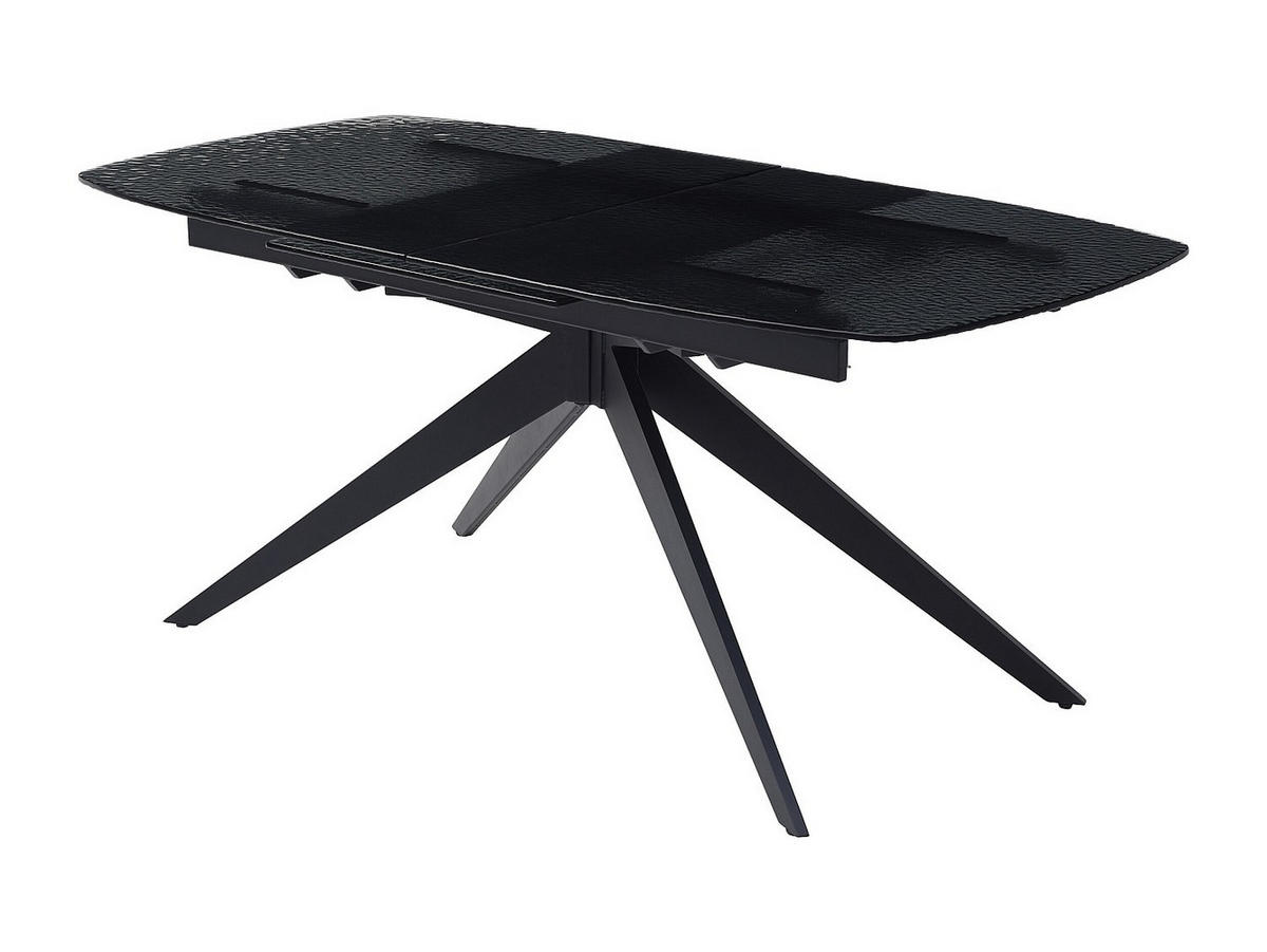 ESSTISCH ausziehbar - 6 bis 10 Personen - Ornamentsicherheitsglas & Metall - Schwarz - LEGRIO - Schwarz, Glas (90/240/76cm) - Vente-Unique