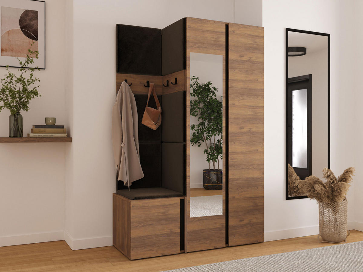 GARDEROBEN-SET Orion XXVI - Nussbaumfarben/Braun, Holzwerkstoff/Kunststoff (116/186/46cm) - MIRJAN24