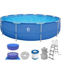 POOL Komplettset Framepool rund 450 x 90 cm blau mit Filterpumpe - Blau, Kunststoff (450/90/450cm) - Avenli