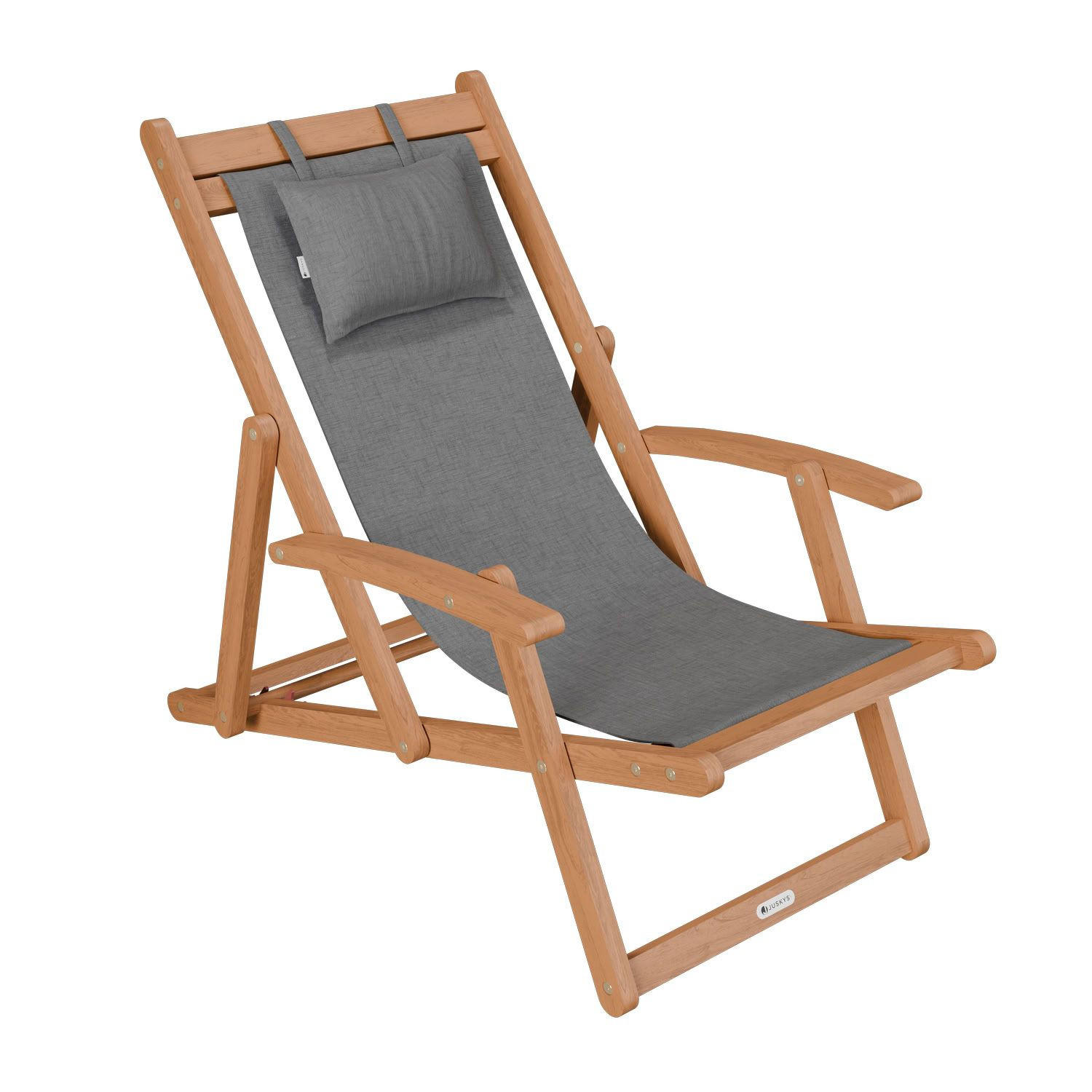 SONNENLIEGE Tavira Akazie dunkelgrau klappbar - Dunkelgrau, Holz (60/110/110cm) - Juskys