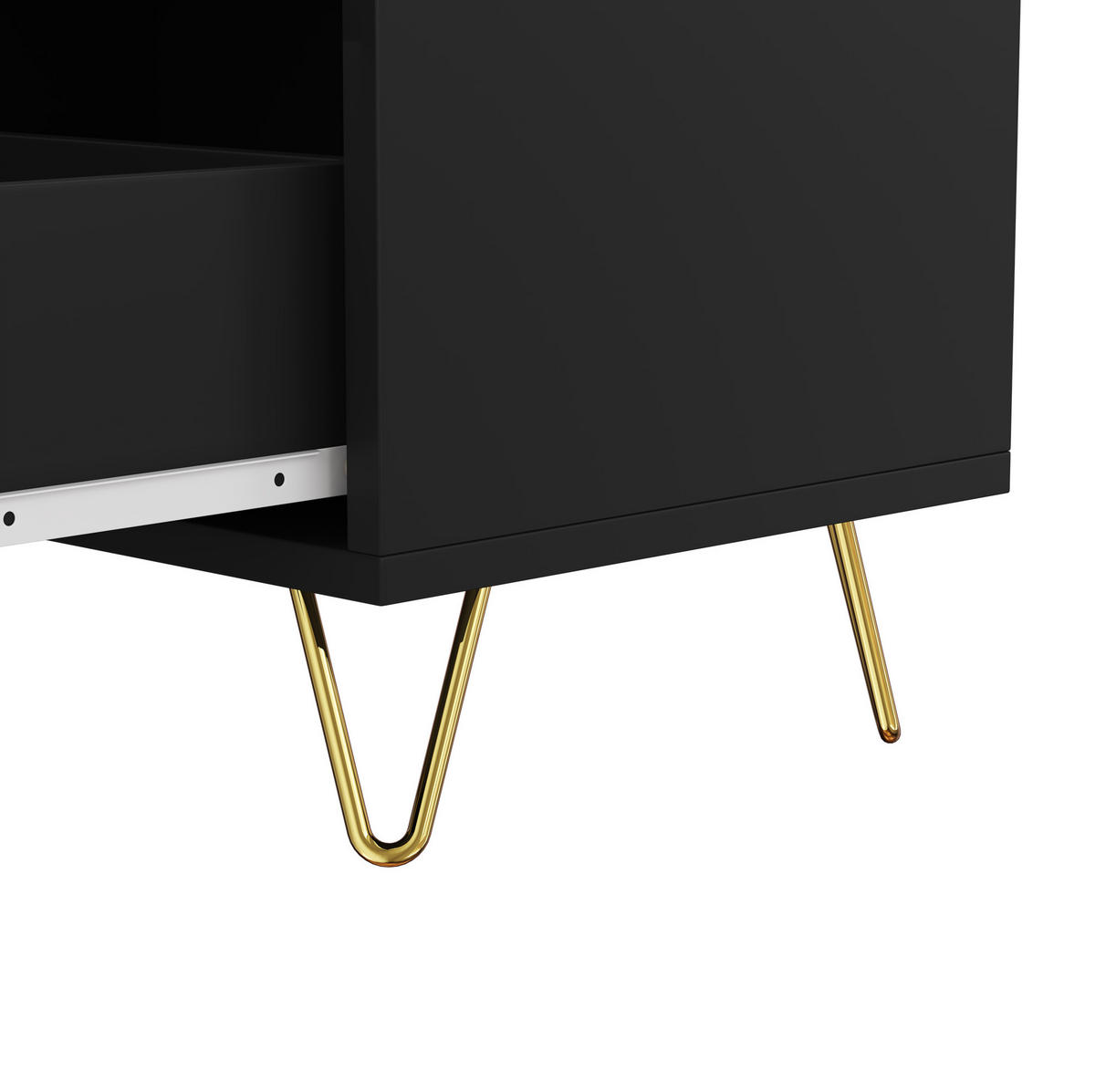 KOMMODE 120/40/77 cm aus Spanplatte mit 6 Schubladen Schwarz/Gold - Schwarz, Holzwerkstoff (120/77/40cm) - Modenvie