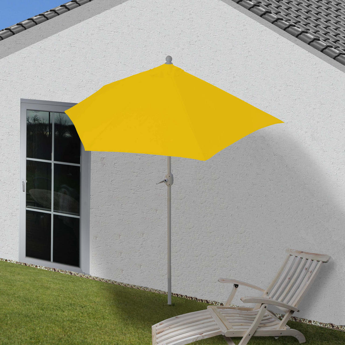 SONNENSCHIRM I HALBRUND UV 50+ Gelb - Gelb, Textil (260/135cm) - MCW