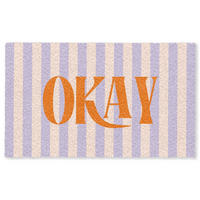 FUSSMATTE Lila – Orange – Streifen – Okay 150x90 cm - Flieder, Kunststoff (150/0.4cm) - MuchoWow