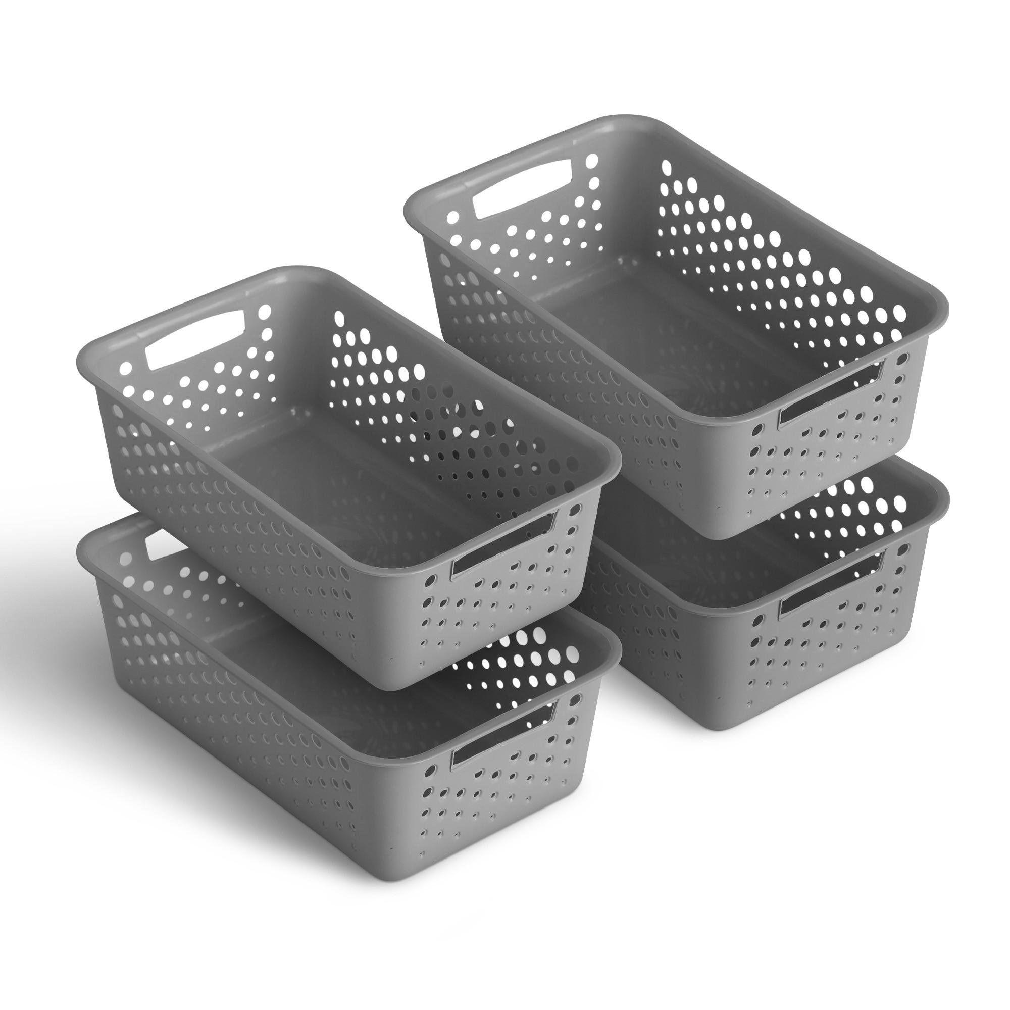 AUFBEWAHRUNGSKORB Anthrazit 25x16x8 cm - 4er Pack - Anthrazit, Kunststoff (16/8/25cm) - ProHome
